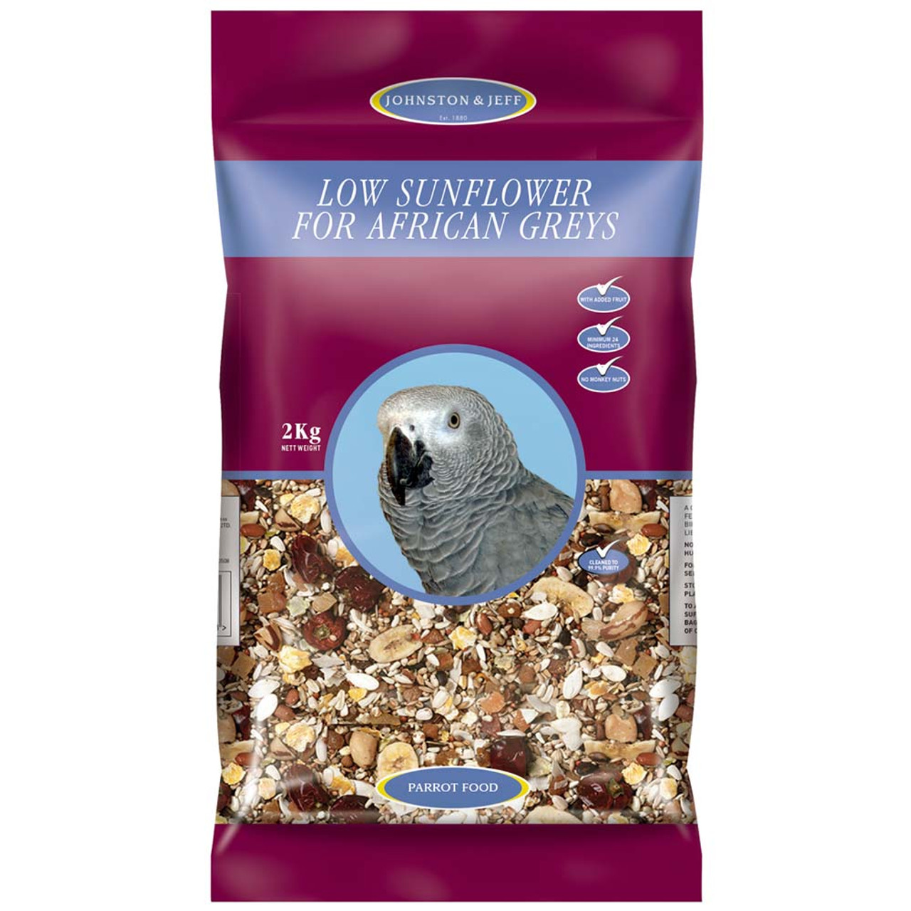 Johnston and Jeff African Grey Low Sunflower 2kg