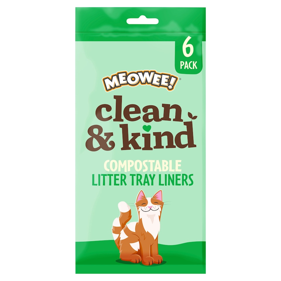 Meowee Compostable Cat Litter Tray Liners pack of 6