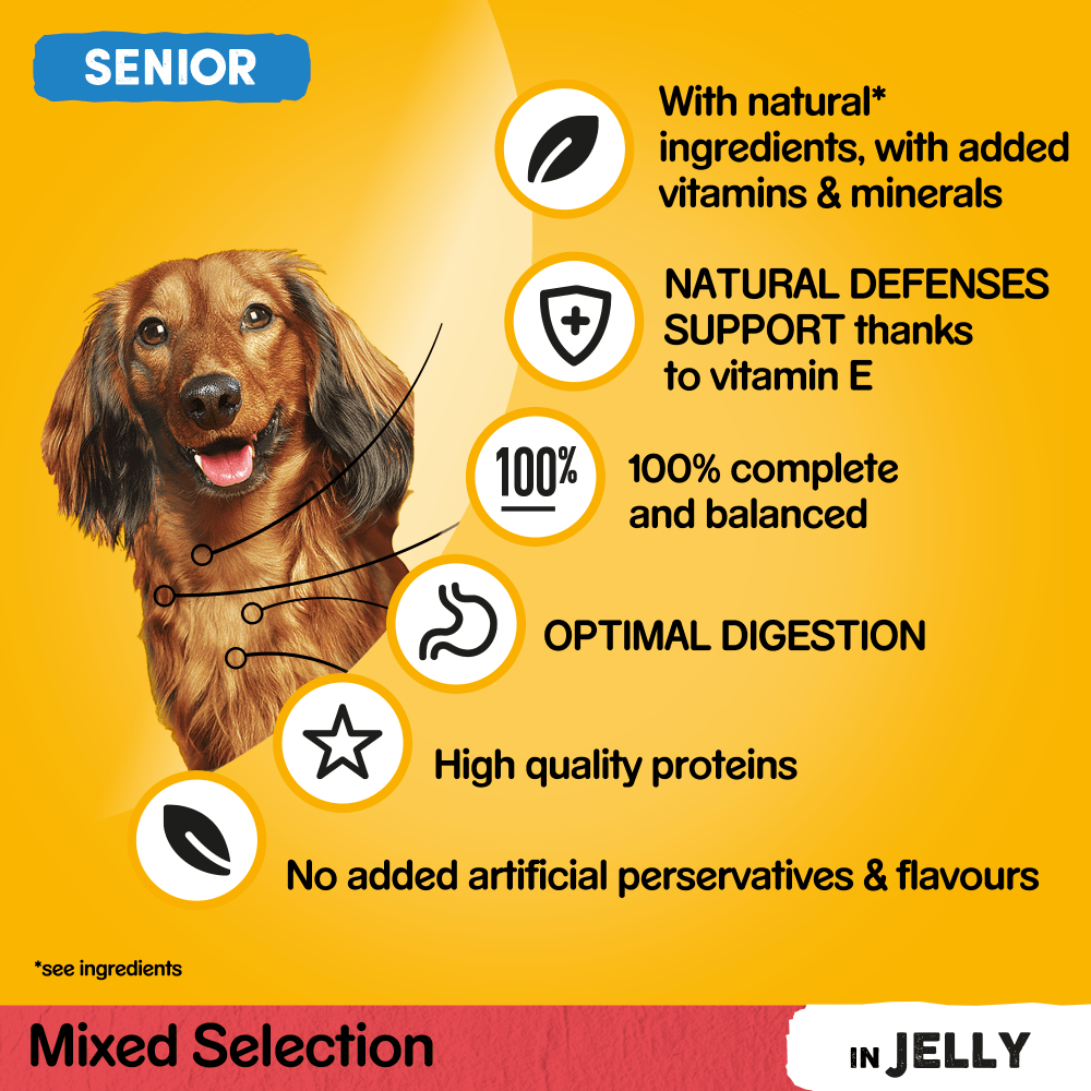 Pedigree Senior Pouches Meat Selection in Jelly 4 x 12 x 100g - PRICE DROP! - Image 2