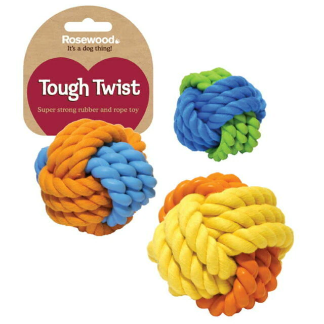 Single Tough Twist Rubber & Rope Ball 3.5"