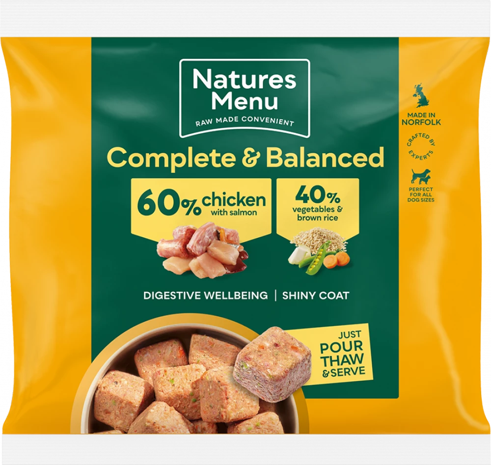 Natures Menu 60/40 Frozen Chicken with Salmon Nuggets 1kg