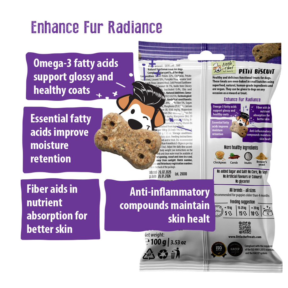Little Chef Vegan Grain-Free Skin & Coat Treats 100g - Image 3